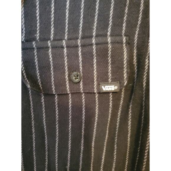 Vans Off The Wall Mens‎ Striped Shirt Sz S Button Long Sleeve Skater Black New - Picture 4 of 9